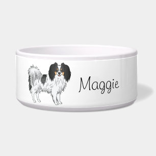 Écuelle Tricolor Phalène Happy Dog avec nom personnalisé
