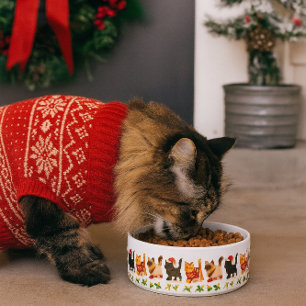 Écuelle Trio de chats de Noël avec sentier de houx