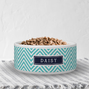 Écuelle Turquoise et bleu marine Chevron Monogramme