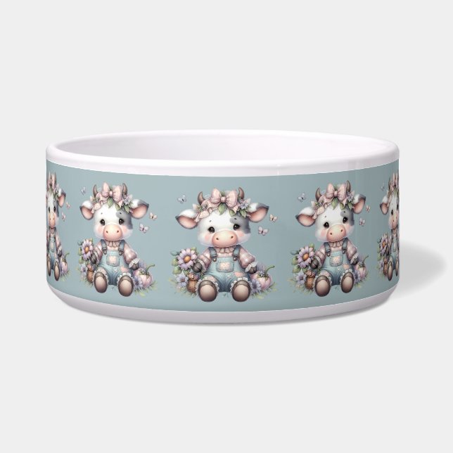 Écuelle Vache Bébé mignonne Pastel dans les salons avec fl (Devant)