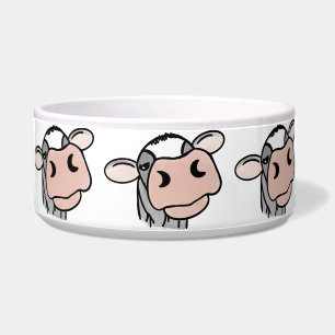 Écuelle vache de dessin animé noir blanc rose baiser gris