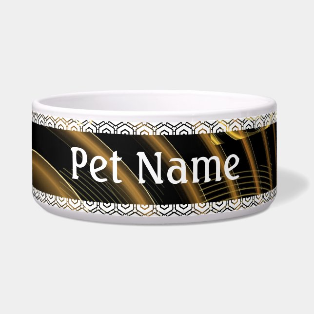 Écuelle Vagues dorées hypnotiques Art abstrait moderne (Devant)