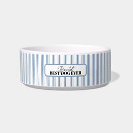 Écuelle Vintage Fermière Bleu À Tiques À Rayures Animal De