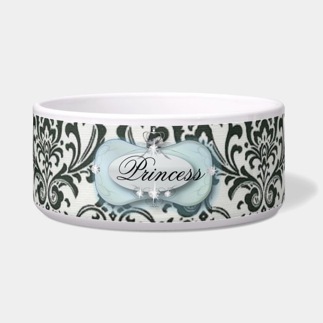 Écuelle vintage noir et blanc damassé (Devant)