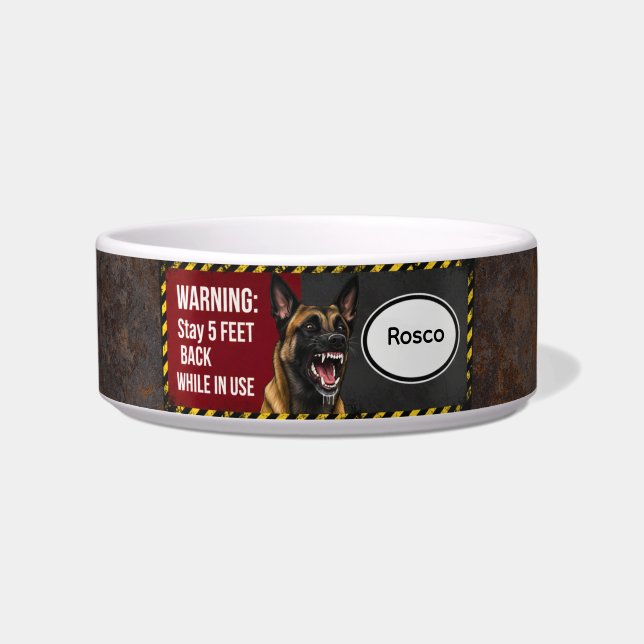 Écuelle Warning Stay 5 Feet Back Belgian Malinois Pet Bowl (Devant)