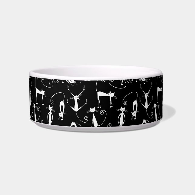 Écuelle Whimsical Motif de chat blanc maigre (Devant)