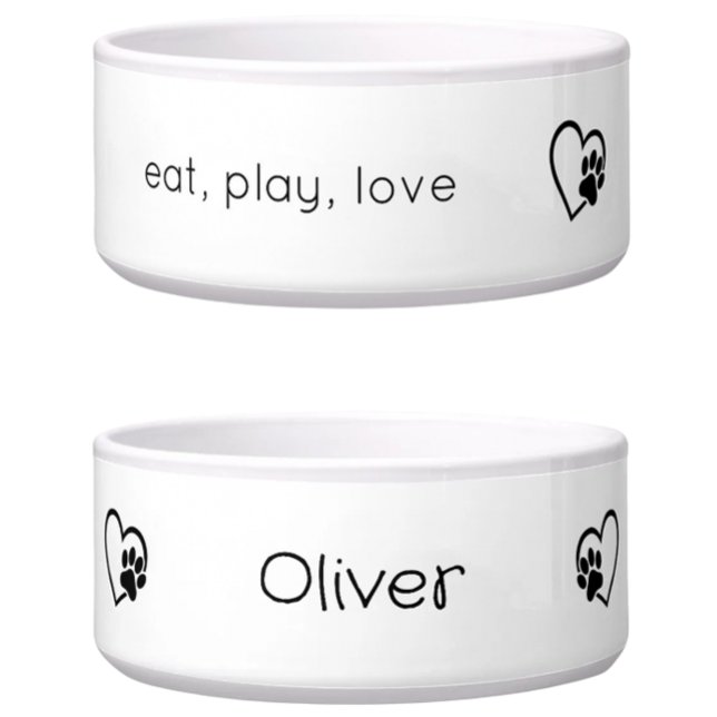 Écuelle White 'eat, play, love' Dog Name Bowl (Créateur téléchargé)