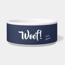 Woof Cute Text Marine Bleu & Blanc Personnalisé An