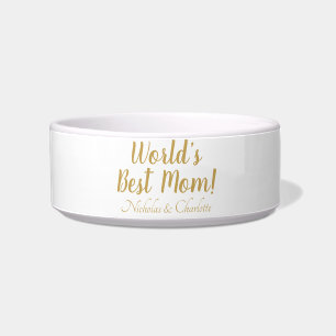 Écuelle World’s Best Mom gold custom script mignon
