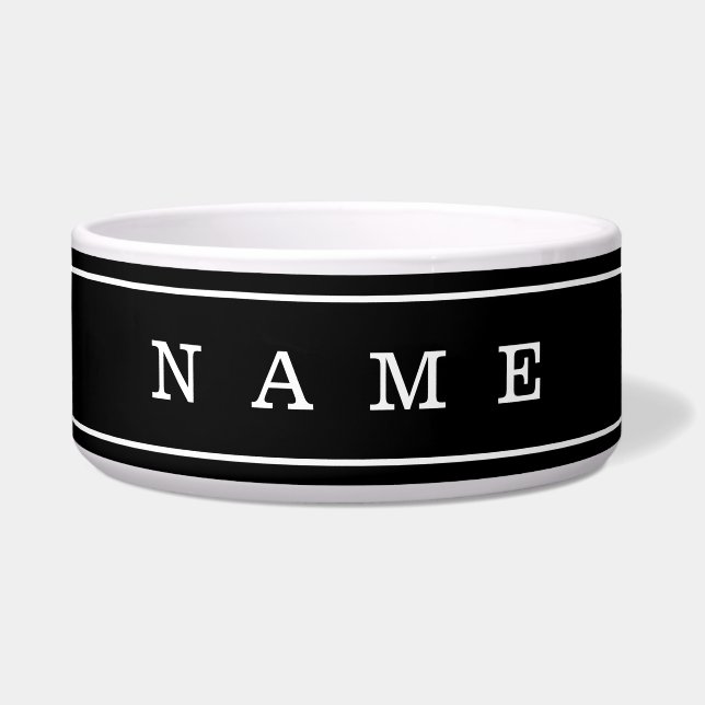 Écuelle Your Custom Text & Modern Stripes | Black & White (Devant)