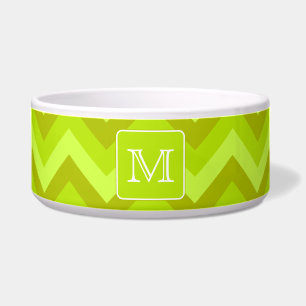 Écuelle Zigzags de vert de chaux avec le monogramme fait