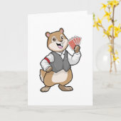 Écureuil au Poker avec cartes de Poker (Fleur jaune)