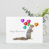 Écureuil avec Balloons Coeur Carte Anniversaire (Debout devant)
