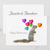 Écureuil avec Balloons Coeur Carte Anniversaire (Devant / Derrière)