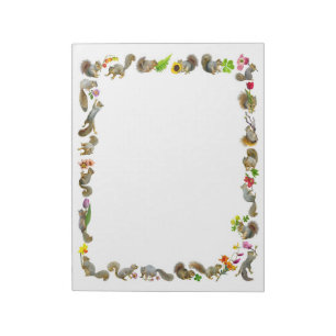 Écureuil avec Bloc-notes en fleurs