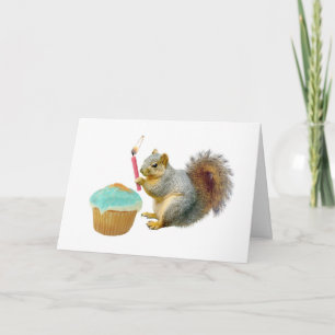 Écureuil avec bougie Bonne carte d'anniversaire