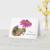 Écureuil avec carte à fleurs roses (Fleur jaune)