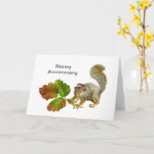 Écureuil avec carte d'anniversaire de chêne de poi (Fleur jaune)