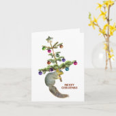 Écureuil avec carte d'arbre de Noël (Fleur jaune)