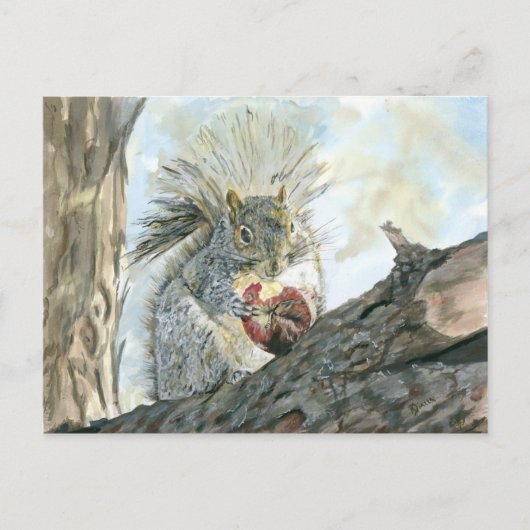 Écureuil avec carte postale de pomme (Devant)