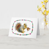 Écureuil avec la carte de Noël Bell (Fleur jaune)