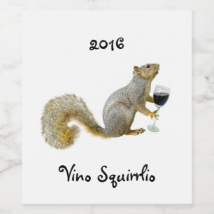 Écureuil avec vin Étiquettes