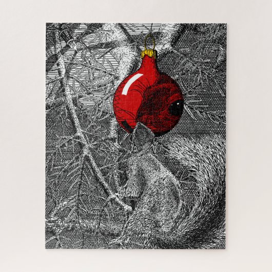 Écureuil dans l'arbre de Noël 520 pièces Puzzle (Vertical)
