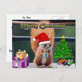 Écureuil de Noël avec les cadeaux et la carte (Devant / Derrière)