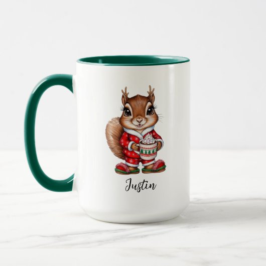 Écureuil de Noël personnalisé Mug (Gauche)