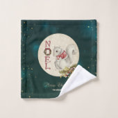 Écureuil de Noël vintage, Flocons de neige (Gant de toilette)