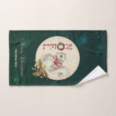 Écureuil de Noël vintage, Flocons de neige (Serviette à main)