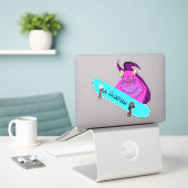 Écureuil de planche à roulettes autocollant vinyle (Ordinateur portable sur le bureau)