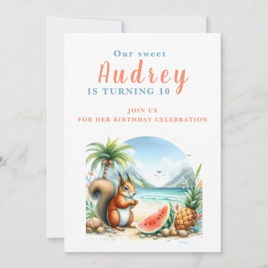 Écureuil d'été - Carte d'invitation d'anniversaire (Devant)