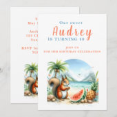 Écureuil d'été - Carte d'invitation d'anniversaire (Devant / Derrière)