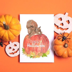 Écureuil d'Halloween sur Carte Postale de Citrouil
