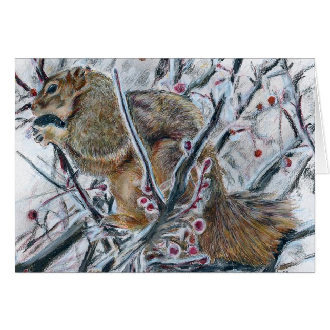 Écureuil d'hiver dans l'arbre (Devant horizontal)