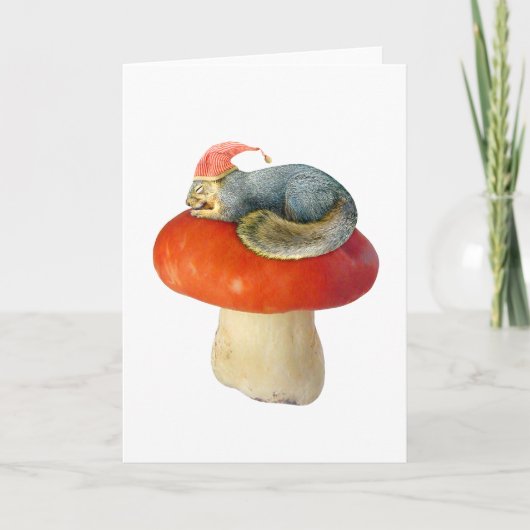 Écureuil dormant sur la carte de champignon rouge (Devant)