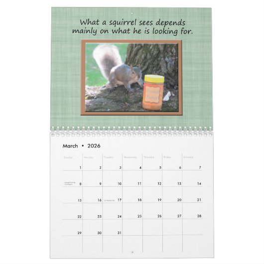 Écureuil drôle Juste Calendrier Nutz clair (Mar 2026)