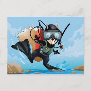 écureuil en incubation sur carte postale de vacanc