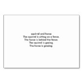 Écureuil et cheval Lecture de cartes de poche pour (Dos)