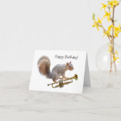 Écureuil Jouer à la trompette Carte d'anniversaire (Fleur jaune)