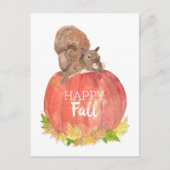 Écureuil joyeux d'automne sur une carte postale de (Devant)