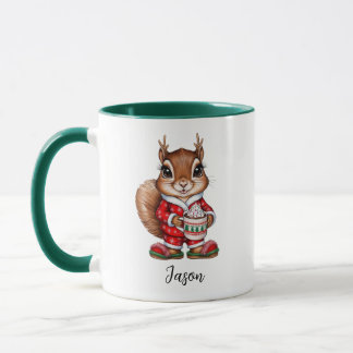 Écureuil Reindeer Mug de Noël personnalisé