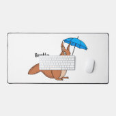 Écureuil rouge mignon avec dessin animé parapluie (Clavier et souris)