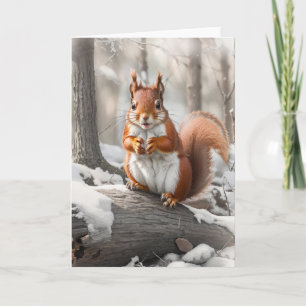 Écureuil rouge mignon dans Snowy Woods Carte