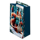 Écureuil rouge mignon en sac cadeau de Noël (Devant Angle)