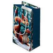 Écureuil rouge mignon en sac cadeau de Noël (Dos Angle)
