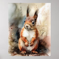 Écureuil Woodland Animal Art Imprimer Poster