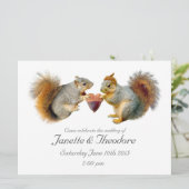 Écureuils Acorn Heart Faire-part de mariage (Debout devant)