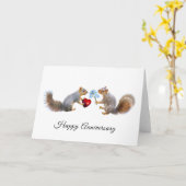 Écureuils avec carte d'anniversaire Coeur et Fleur (Fleur jaune)